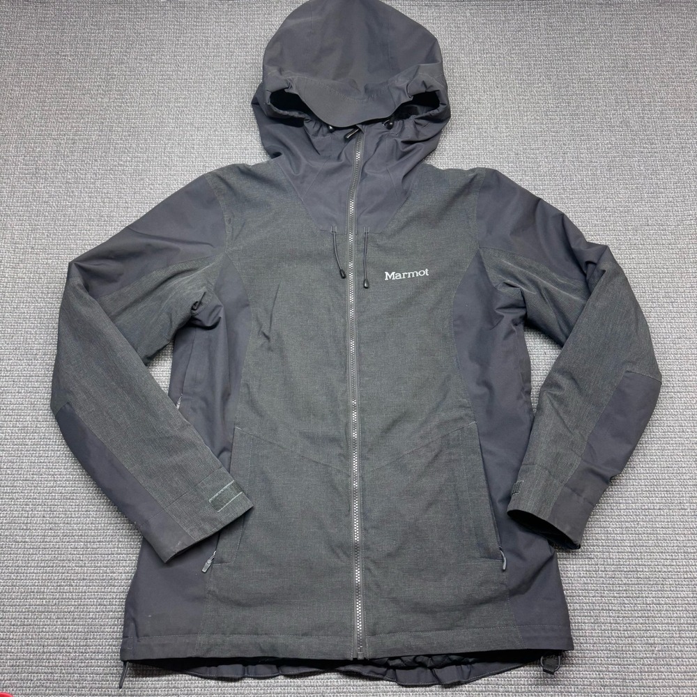 Marmot Mens Gray Black Hooded Insulated Softshell Jacket E76160 Large